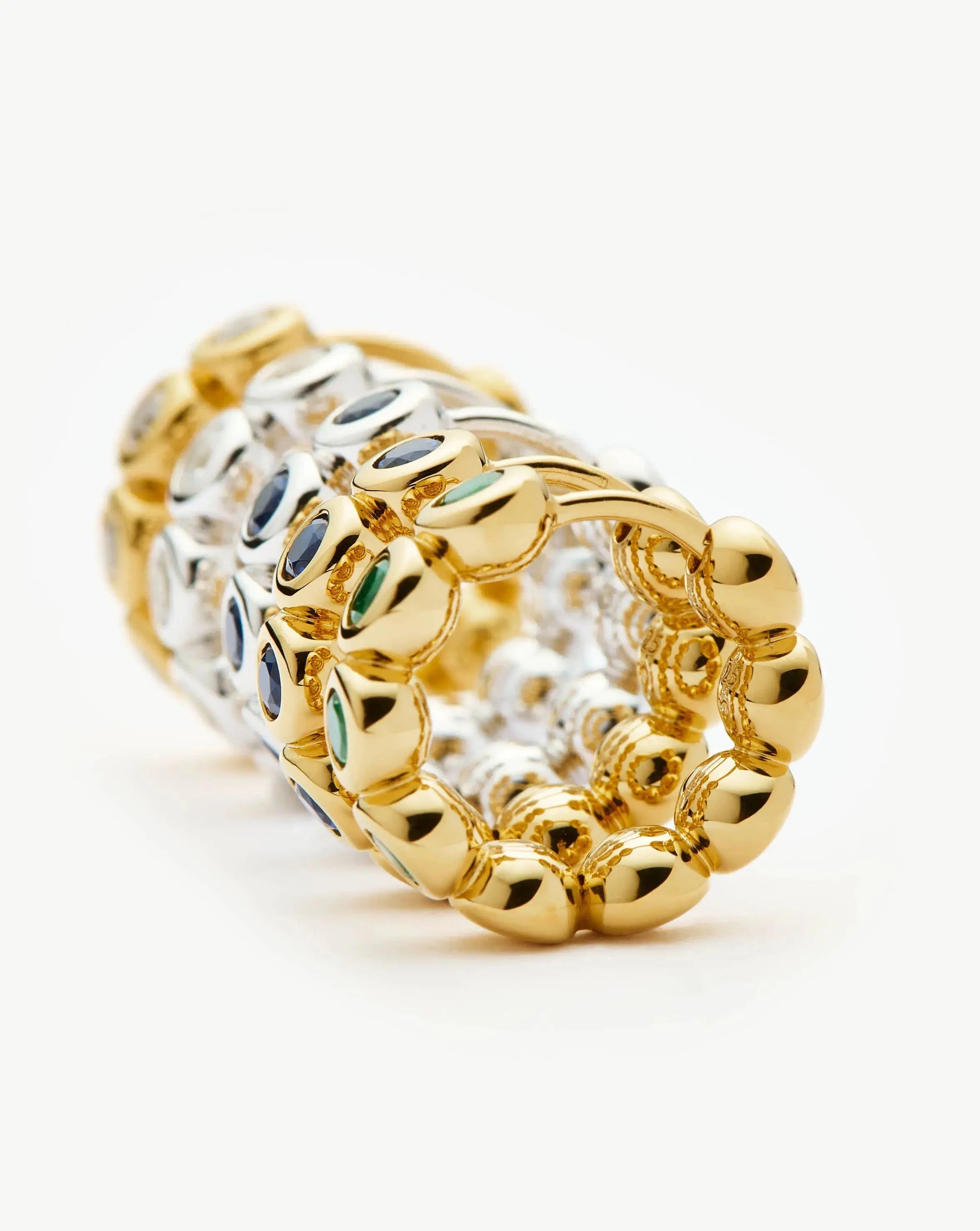 Tennis Small Hoop Earrings | 18k Gold Vermeil/Emerald Green Nano-crystal