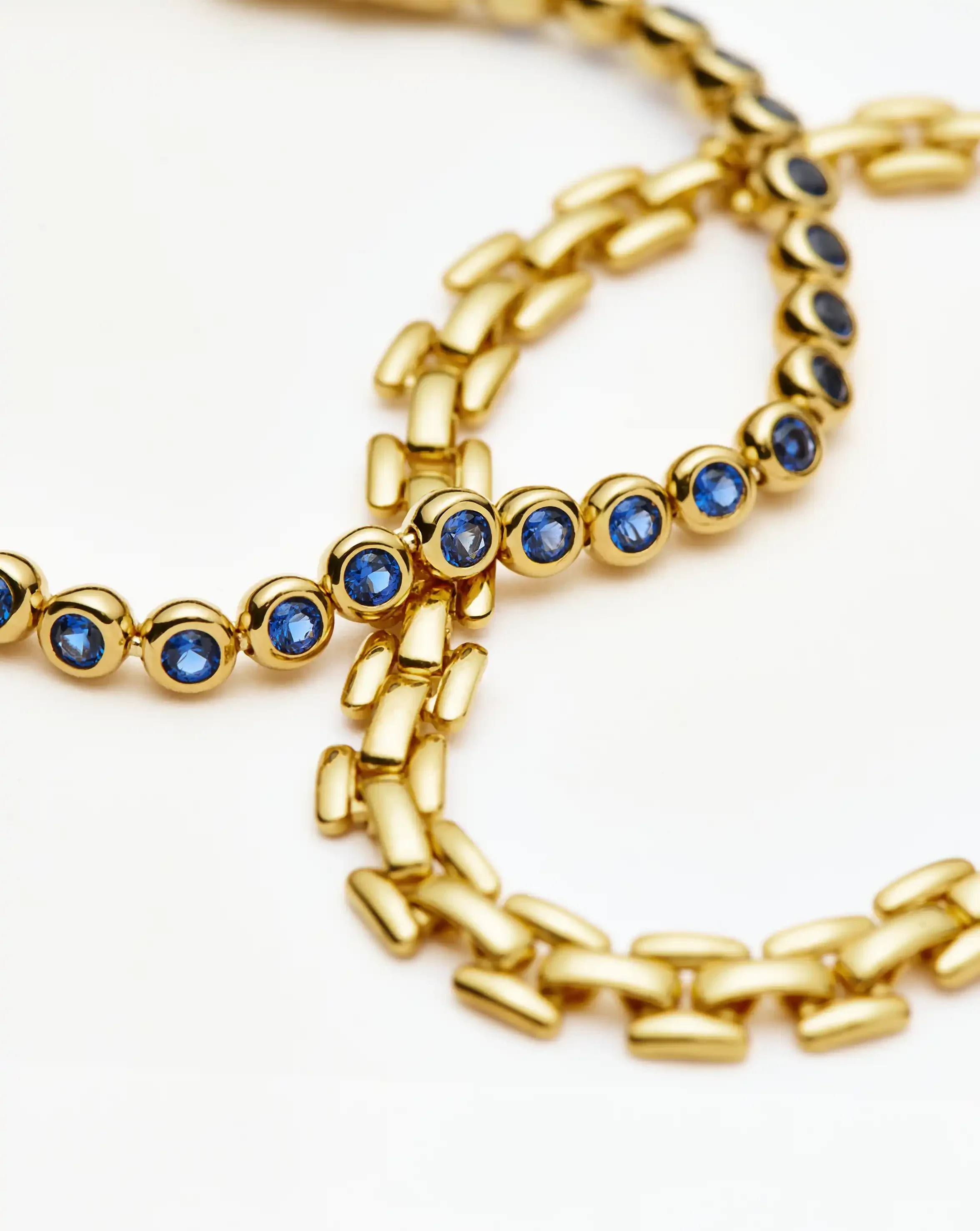 Tennis & Timepiece Bracelet Set | 18k Gold Plated/18k Gold Vermeil/Sapphire Blue Nano-crystal