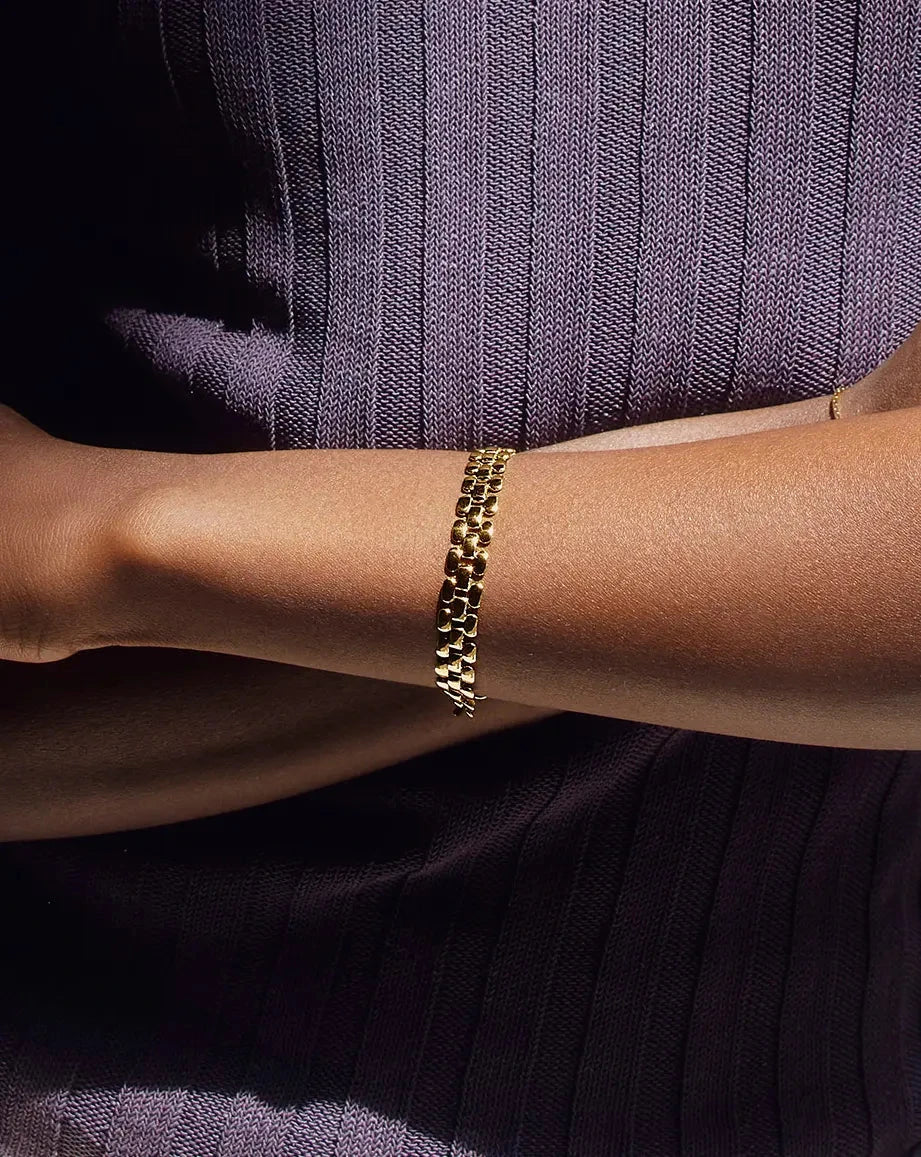 Timepiece Wide Chain Bracelet | 18k Gold Plated