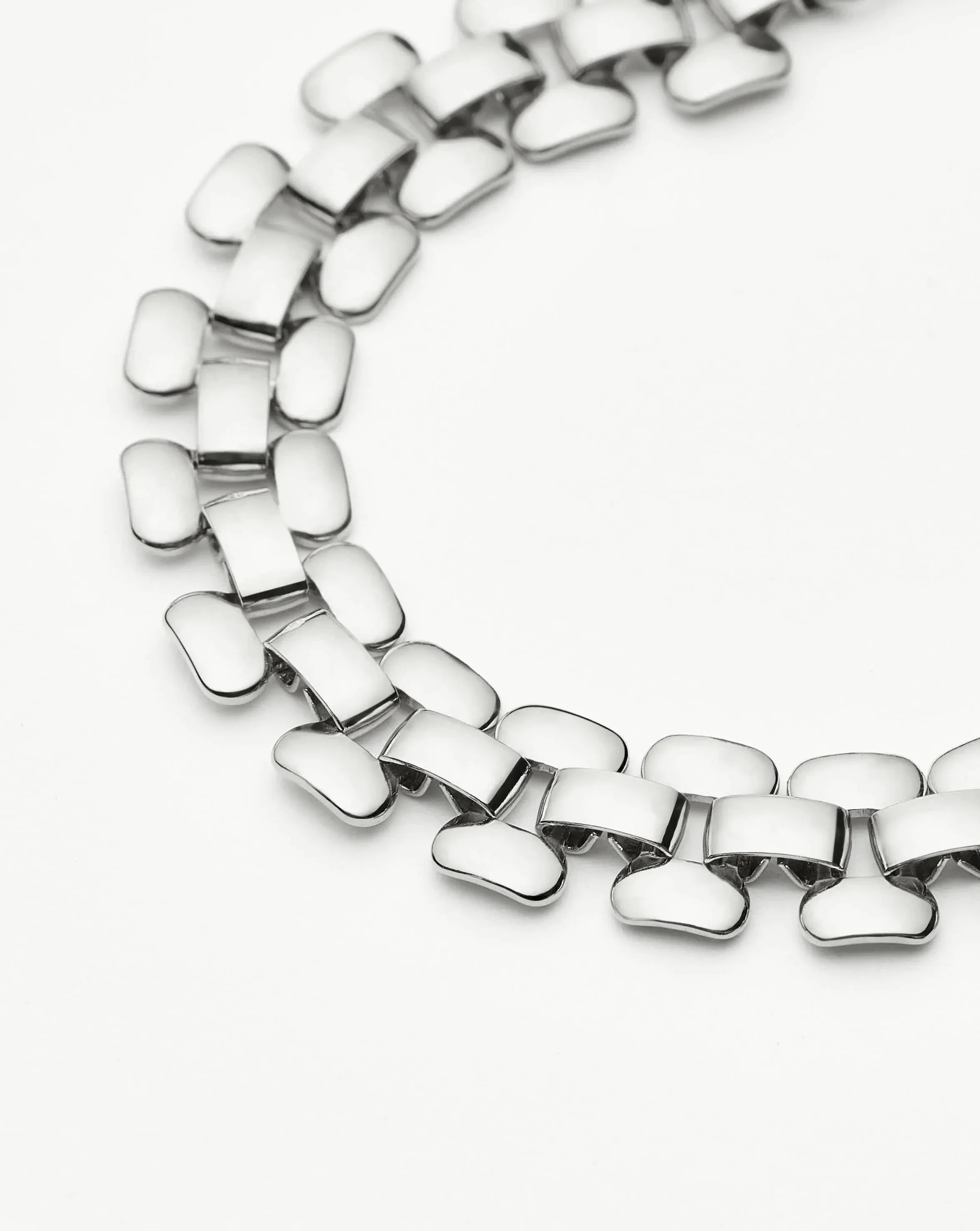 Timepiece Wide Chain Bracelet | Silver Plated