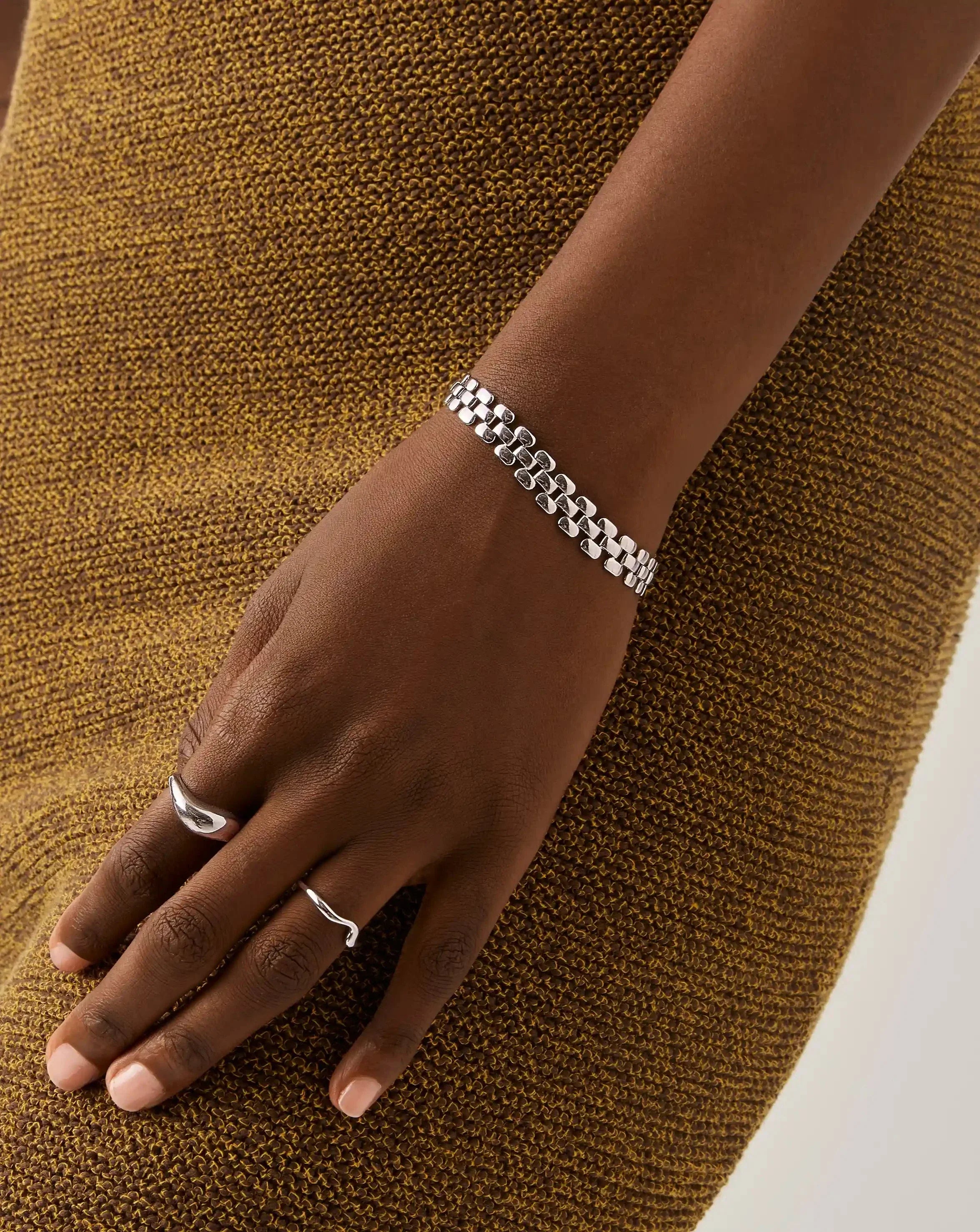 Timepiece Wide Chain Bracelet | Silver Plated