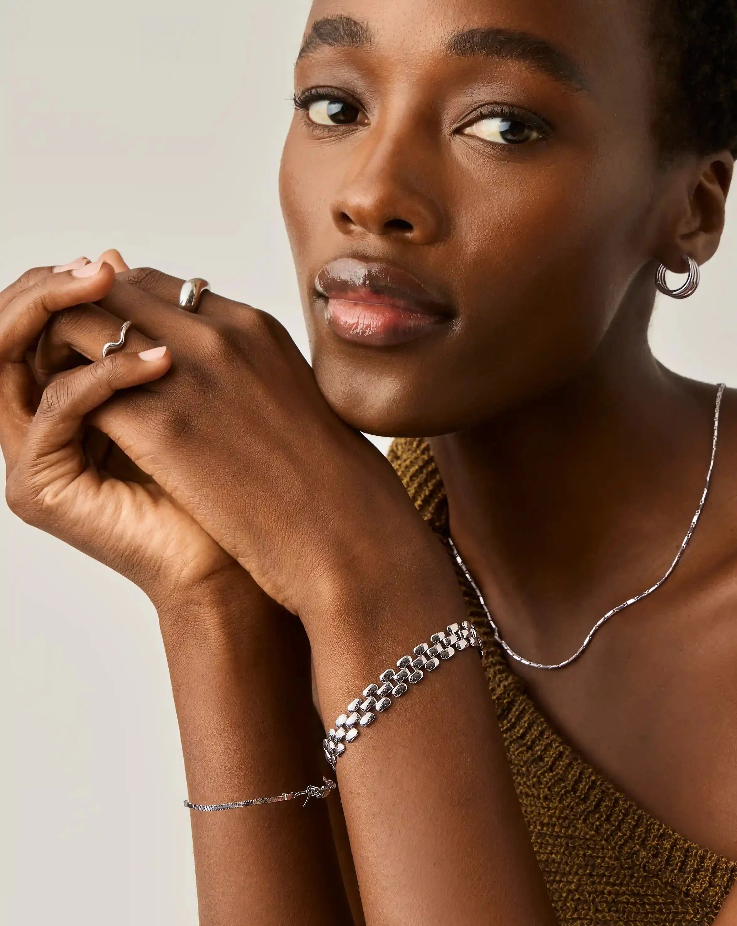 Timepiece Wide Chain Bracelet | Silver Plated