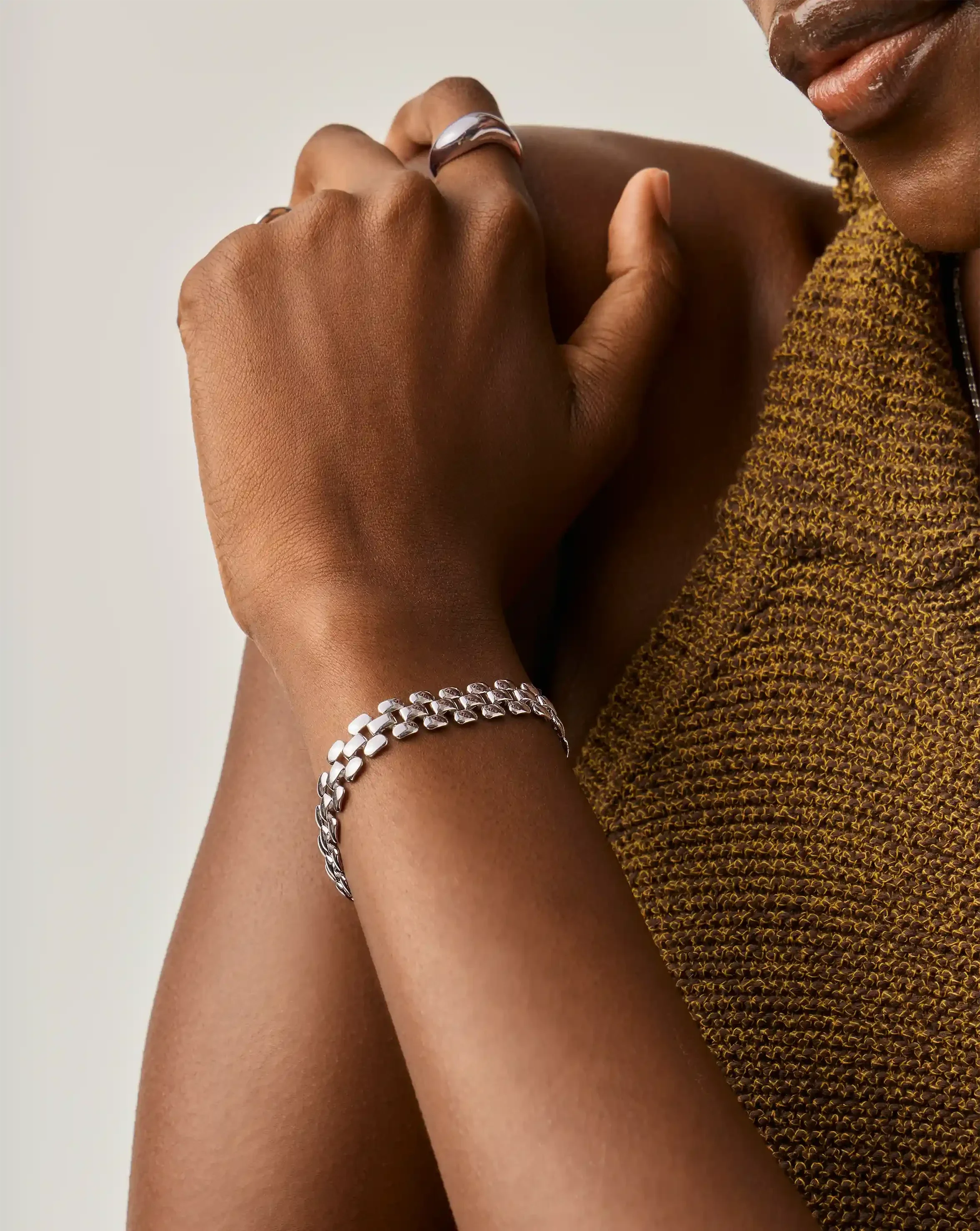 Timepiece Wide Chain Bracelet | Silver Plated