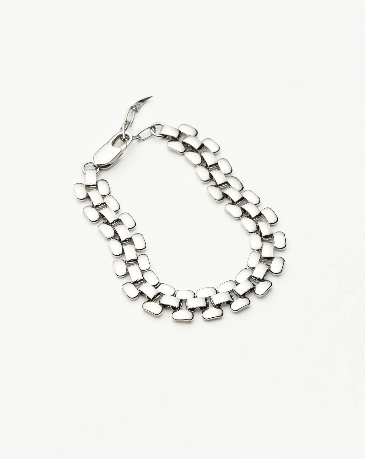 Timepiece Wide Chain Bracelet | Silver Plated
