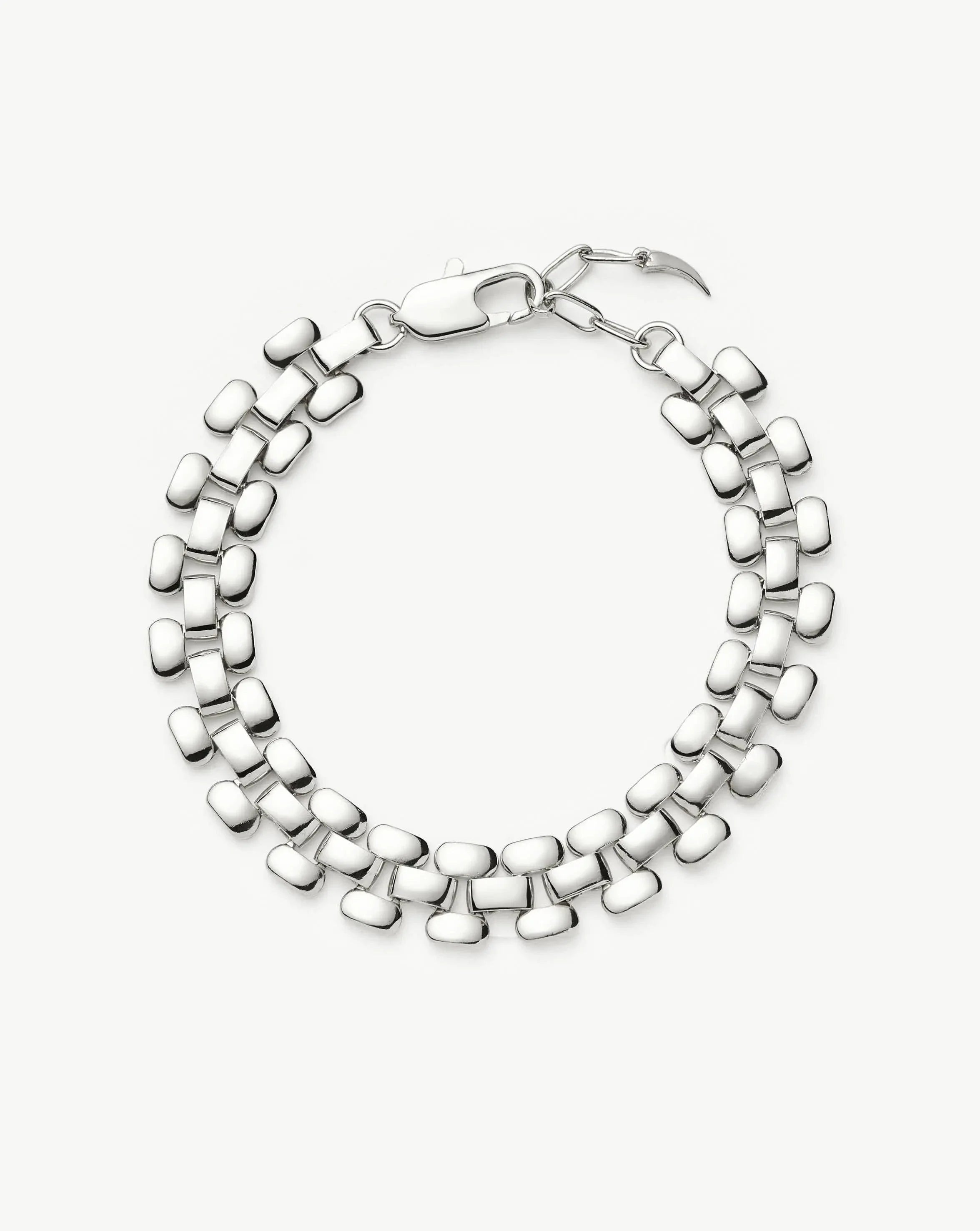 Timepiece Wide Chain Bracelet | Silver Plated