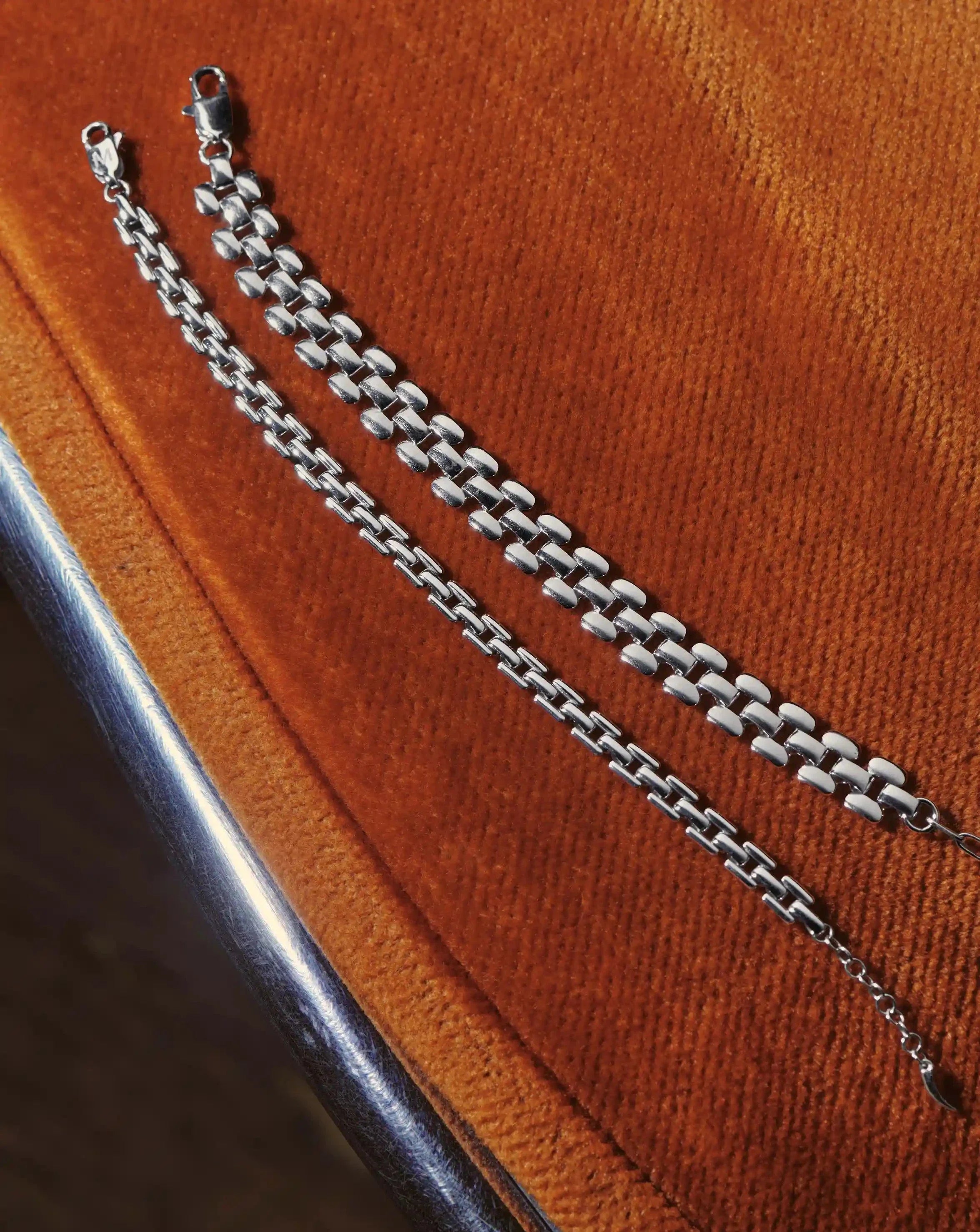 Timepiece Wide Chain Bracelet | Silver Plated