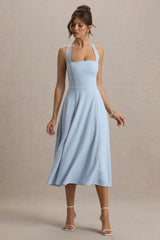 Auburn | Powder Blue Halter-Neck Midi Dress