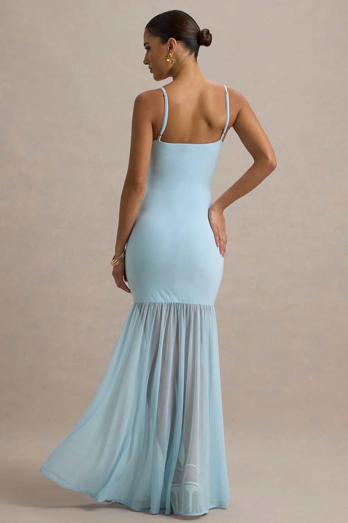 Ernie | Powder Blue Maxi Dress With Chiffon Skirt