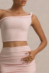 Ariel | Light Pink Twisted Asymmetric Crop Top
