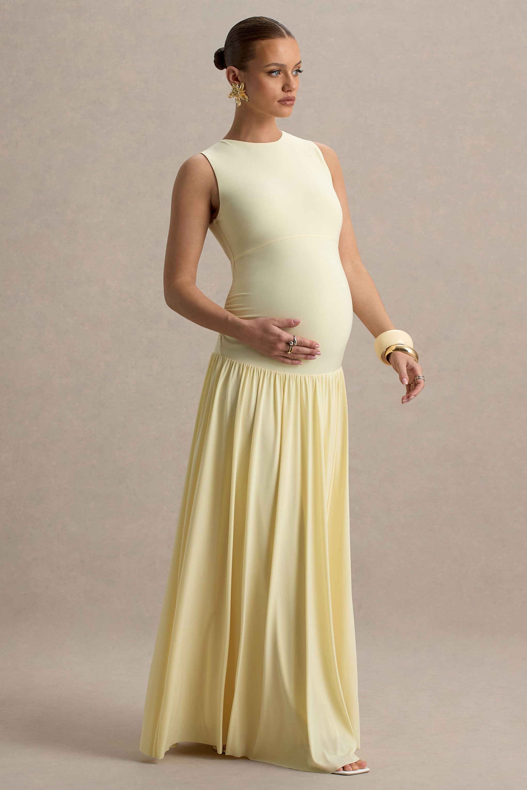 Outline | Lemon Maternity Maxi Dress With Draped Skirt