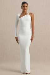 Light Year | White Maxi Dress with Asymmetric Neckline