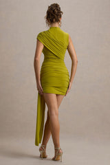 Nocturnal | Green Ruched Mini Dress With Sash