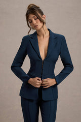 Unbeaten | Navy Fitted Corset Blazer Jacket