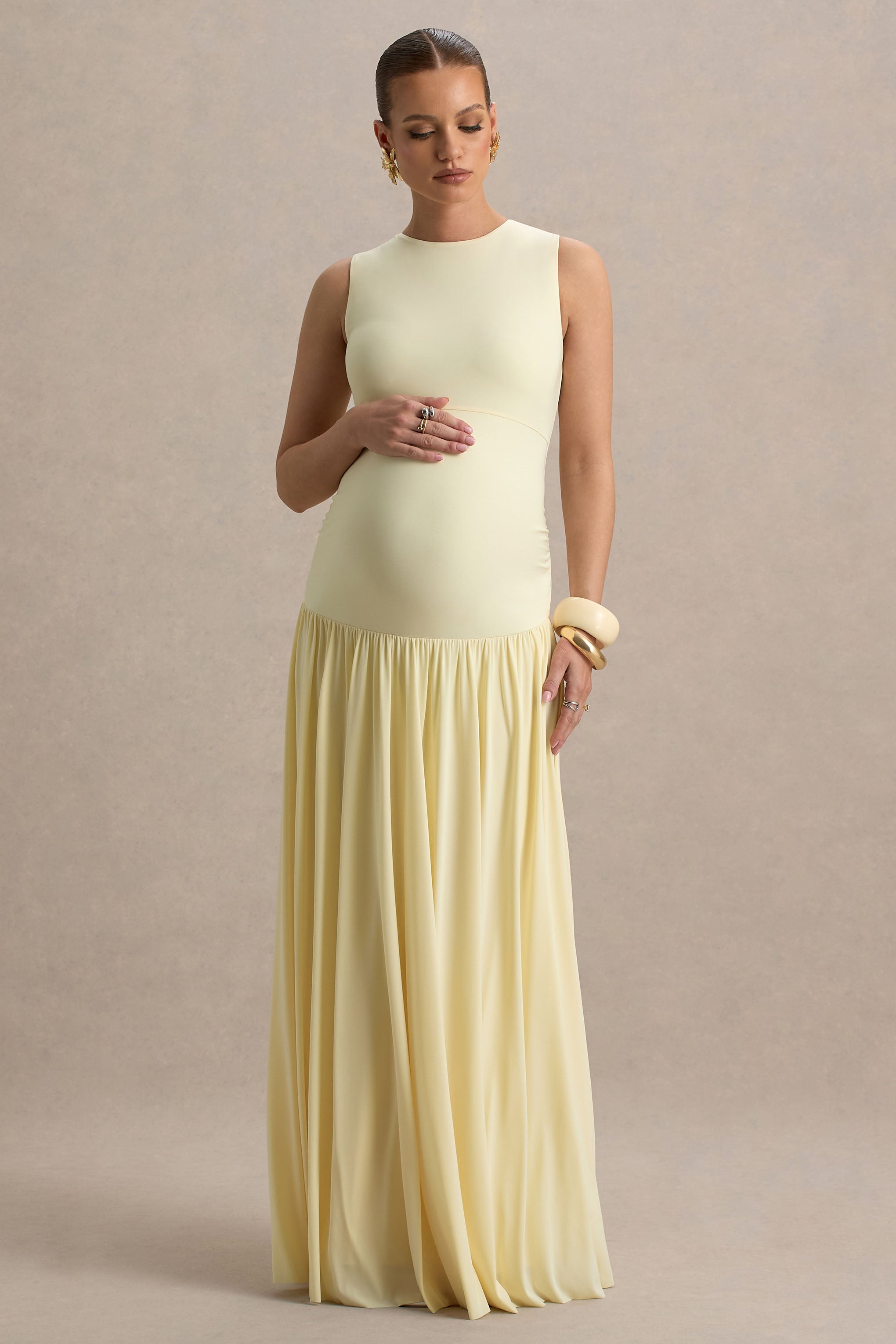 Outline | Lemon Maternity Maxi Dress With Draped Skirt