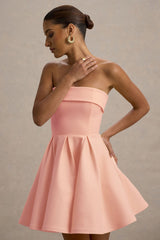 Bruna | Light Pink Bandeau Skater Mini Dress