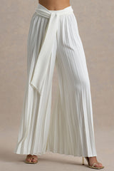 Eclipse | Cream Pleated Wide-Leg Trousers
