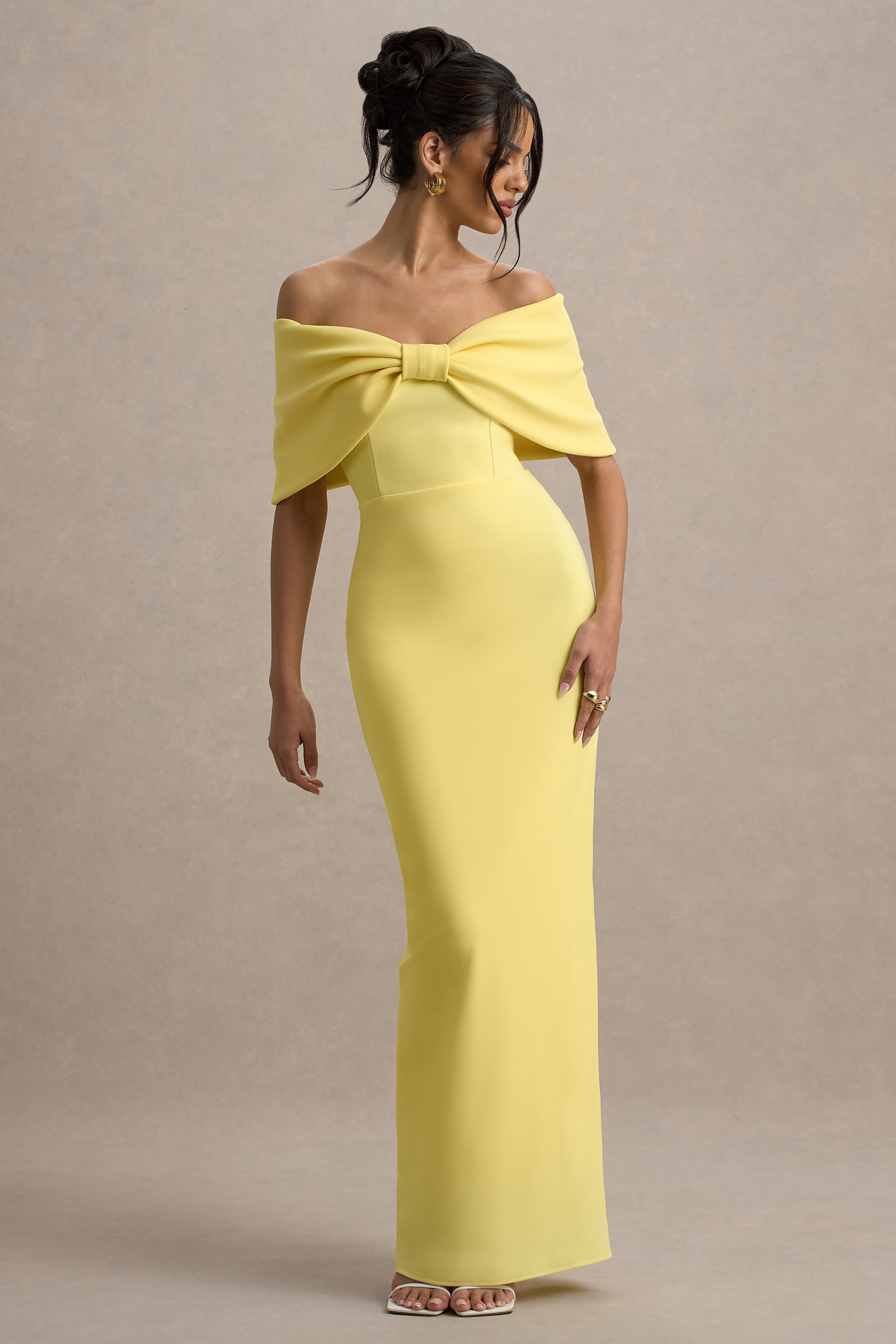 Cornelia | Lemon Strapless Maxi Dress With Oversized Bow