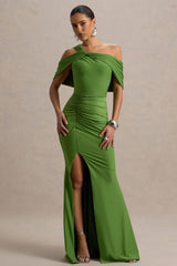 Nala | Green Asymmetric Maxi Dress With Split