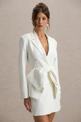 Prized | White Tailored Blazer Mini Dress With Bow