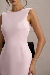 Peace | Pink & Black Satin Mini Dress With Drape Detail