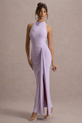 Sunflower | Lilac Ruched High-Neck Split Maxi Dress