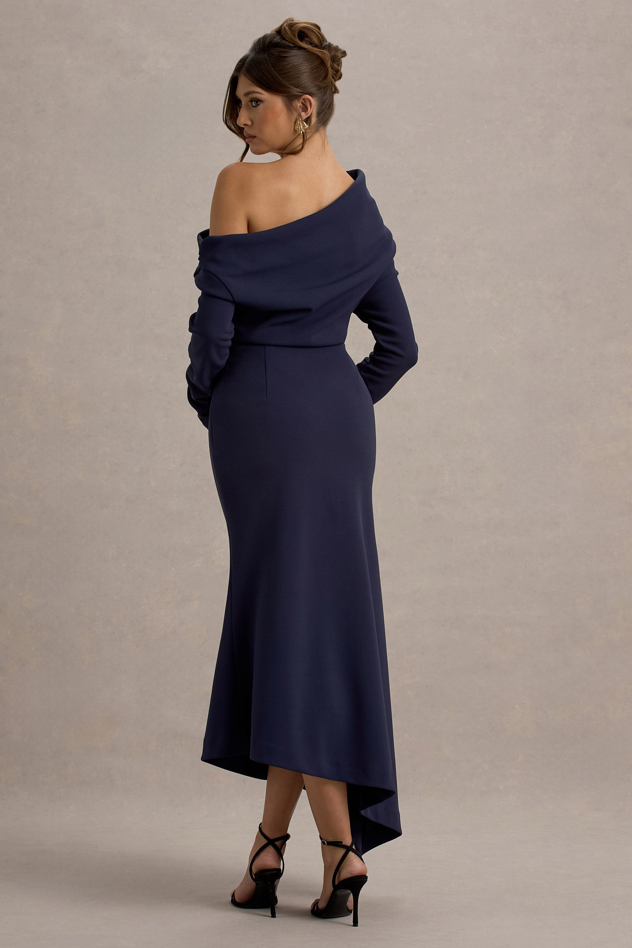 Lou | Navy One-Shoulder Asymmetric Maxi Dress