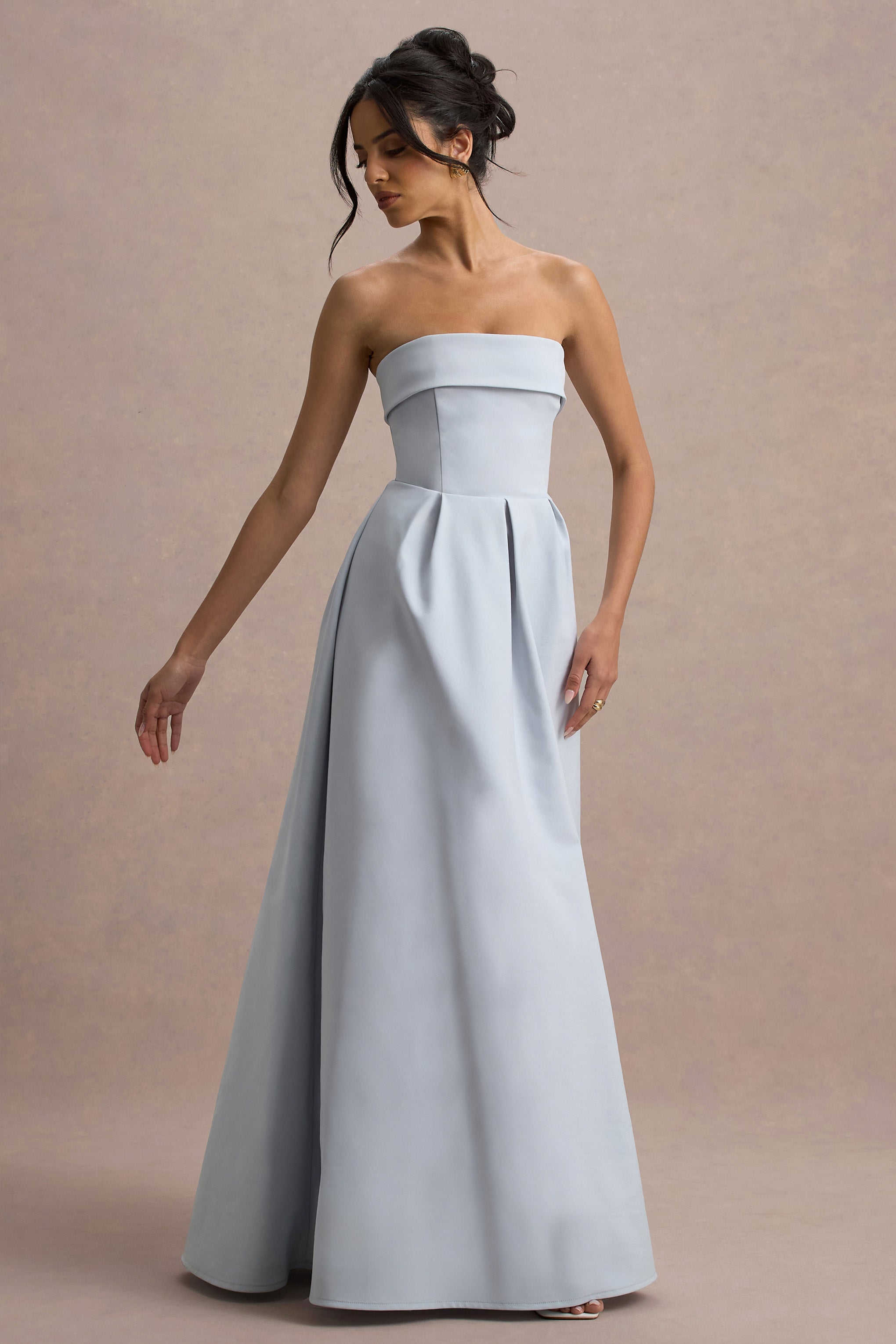 Maddalena | Powder Blue Bandeau Skater Maxi Dress