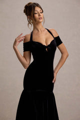 Nominee | Black Velvet Halter-Neck Maxi Dress
