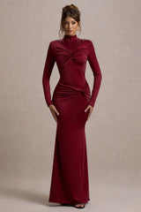 Noya | Berry Long-Sleeve Ruched Maxi Dress