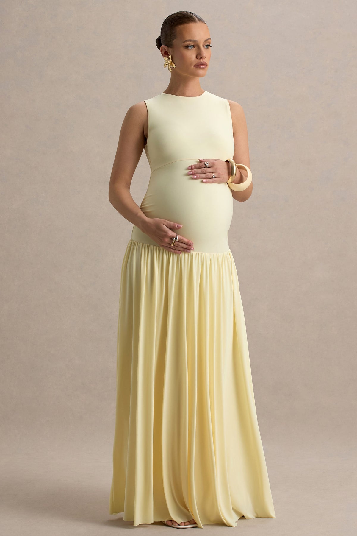 Outline | Lemon Maternity Maxi Dress With Draped Skirt