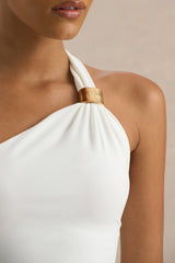 Light Year | White Maxi Dress with Asymmetric Neckline