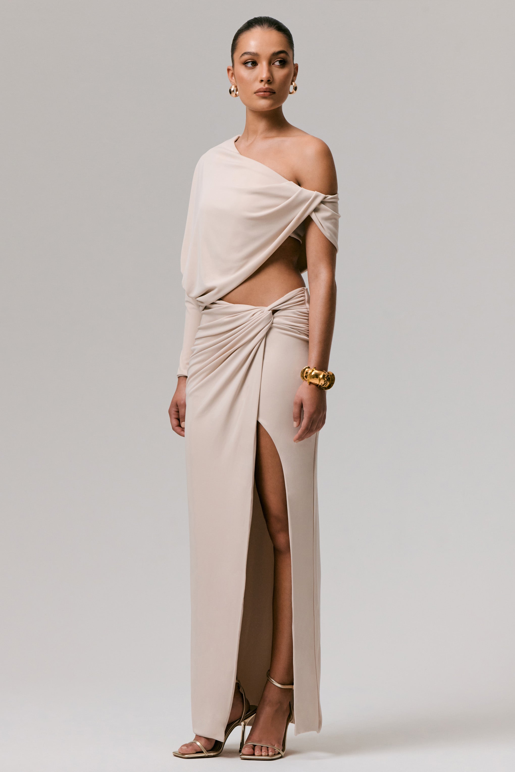 Marlena | Stone Twisted Split Maxi Skirt