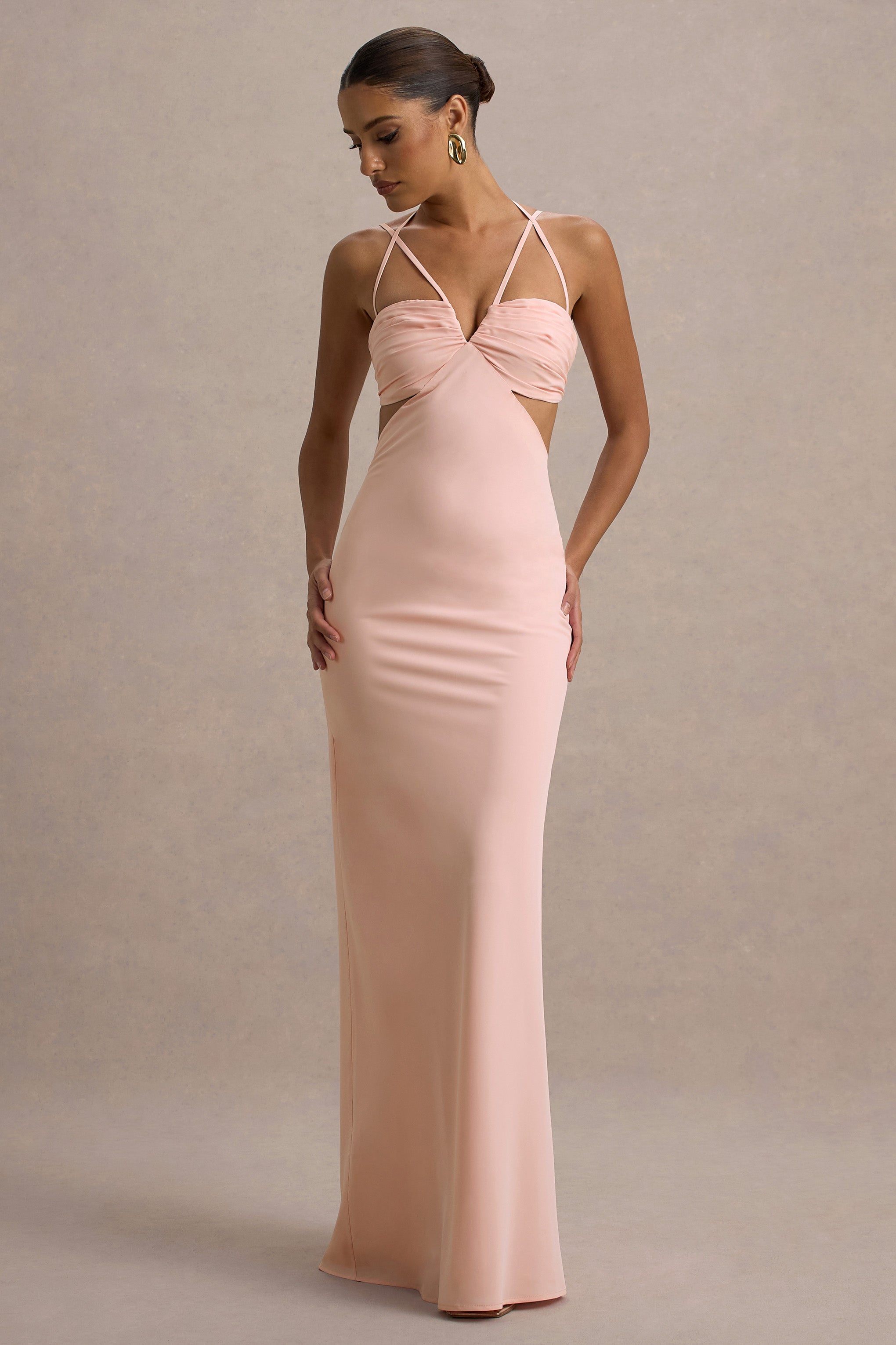 Leandra | Pink Strappy Cut-Out Maxi Dress