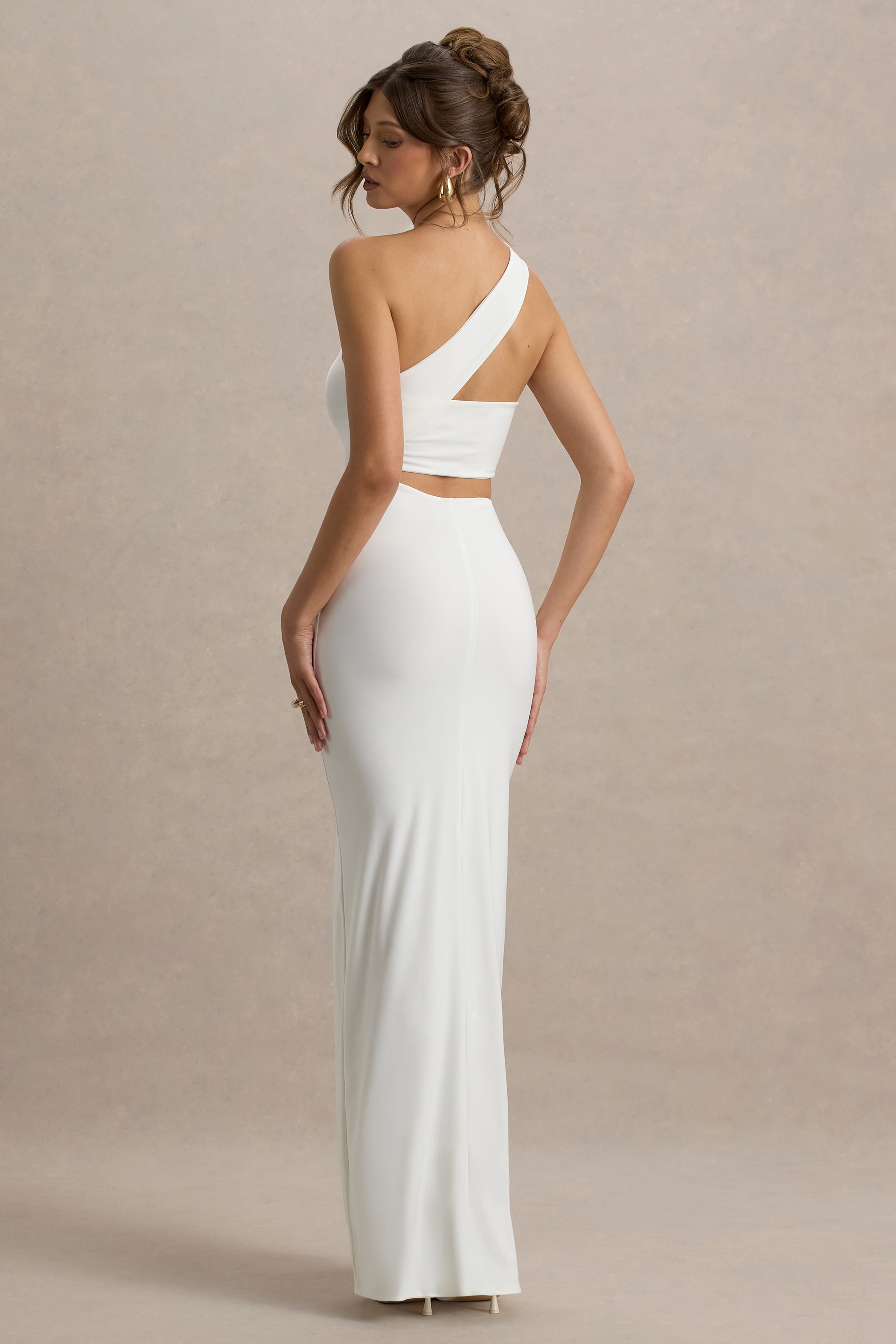 Matiya | White Asymmetric Cut-Out Split Maxi Dress