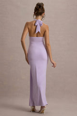 Sunflower | Lilac Ruched High-Neck Split Maxi Dress