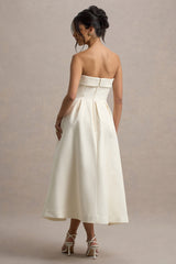 Annalise | Peony Floral Print Bandeau Skater Midi Dress