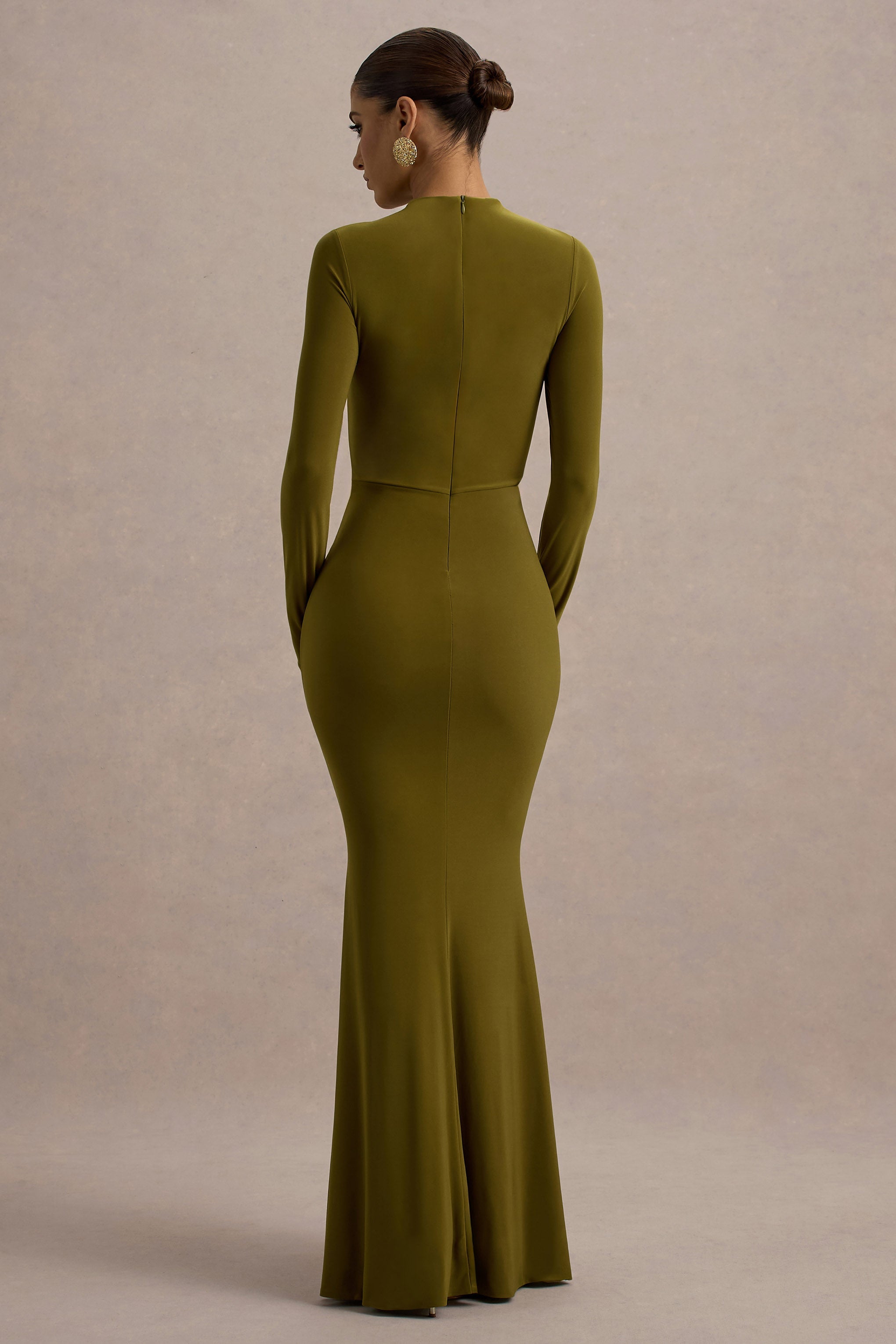 Reid | Green Long-Sleeve Gathered Maxi Dress