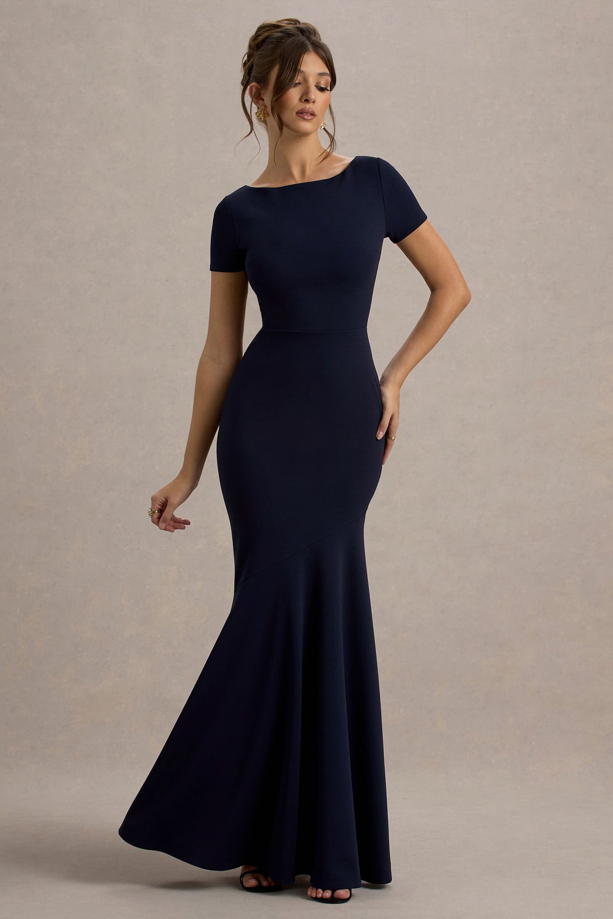 Rian | Navy Short-Sleeve Maxi Dress